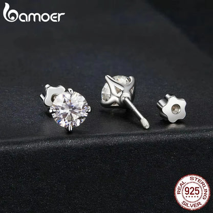 Brincos Prata 925 Moissanite Solitários  - Bamoer