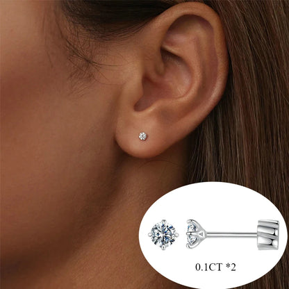 Brincos Prata 925 Moissanite Solitários  - Bamoer