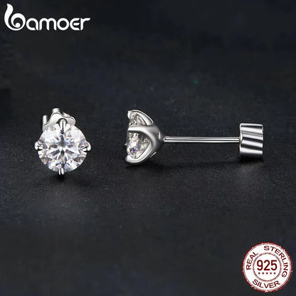 Brincos Prata 925 Moissanite Solitários  - Bamoer