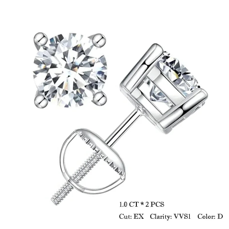 brinco de moissanite solitário - bamoer