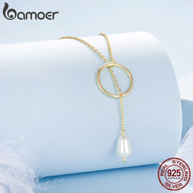 colar prata 925 banhada ouro com pingente de pérola