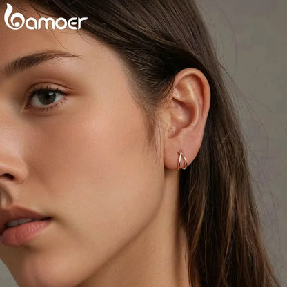 Brinco Prata 925 Banhada Ouro Branco Argola - Bamoer