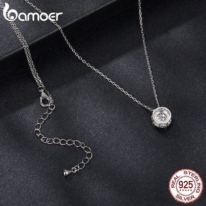 Colar Prata 925 Banhado a Ouro Branco Moissanite Halo - Bamoer