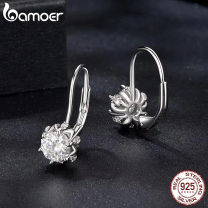 Brincos Florais Prata 925 Moissanite - Bamoer