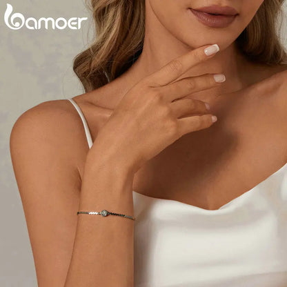 Pulseira Prata 925 Cravação Flutuante em Moissanite - Bamoer