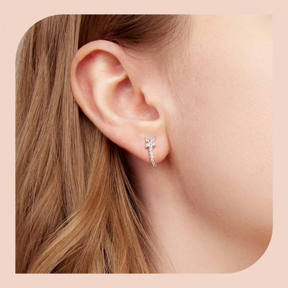 Brinco Prata 925 Argola Huggies com Zircônia Cravejada - Bamoer