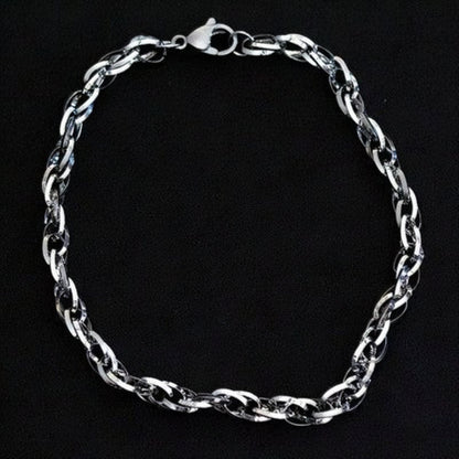 Pulseira de Aço Inox Elo Oval Duplo 21cm / 0.5cm
