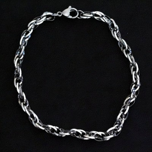Pulseira de Aço Inox Elo Oval Duplo 21cm / 0.5cm