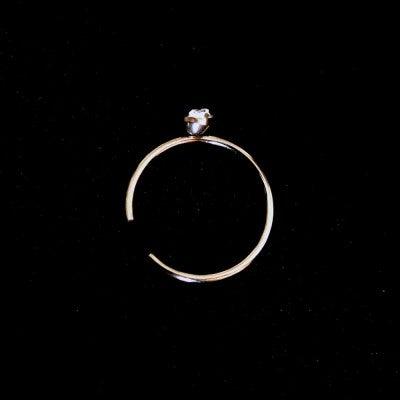 piercing nostril argola em aço cirúrgico da tal da realeza em um fundo preto aveludado. a peça também possui uma pedra brilhante.