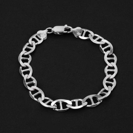 Pulseira-de-Prata-de-Elos-9-mm-/-Comprimento-18-cm-9mm